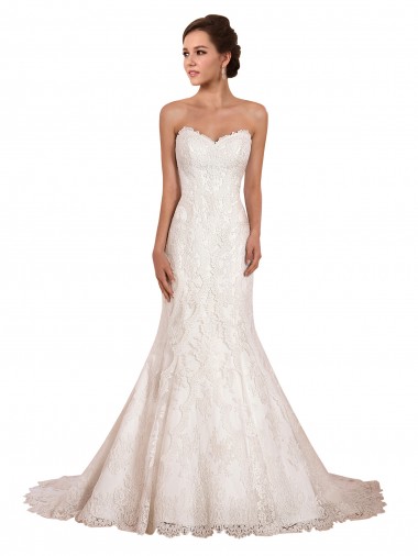 Best Sweetheart Neckline Sexy Mermaid Lace Wedding Dress