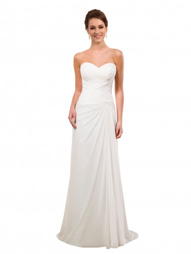 Best Sweetheart Neckline Chiffon Wedding Dress with Criss-Cross Ruched Bodice