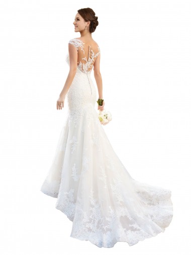 Best Fit and Flare Illusion Neck Lace Wedding Dress