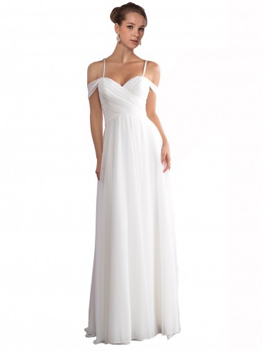 Best Off the Shoulder A-Line Ruched Chiffon Beach Wedding Dress