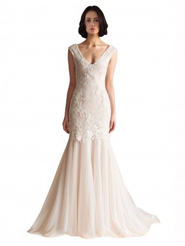 Best V-Neck Mermaid Tulle Wedding Dress
