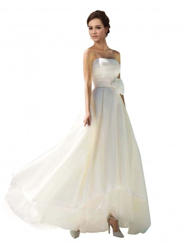Best Strapless A-Line Taffeta Wedding Dress