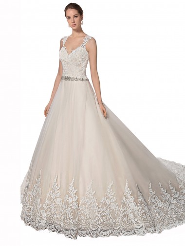Best Sweetheart Cap Sleeves Tulle Lace Wedding Dress