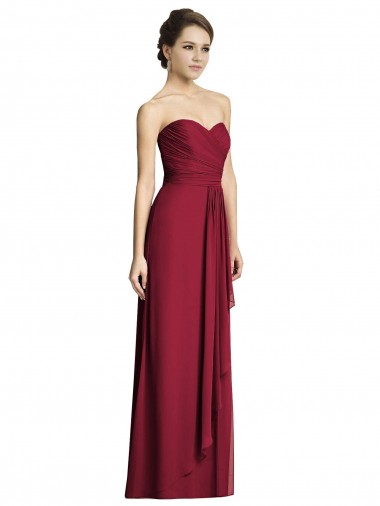 Best Long Strapless Chiffon Bridesmaid Dress with Side Slit