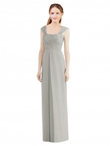 Best Full Length Lux Chiffon Dress with Draped Bodice And Shirred Straps