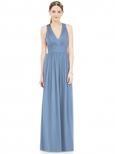 Best Sleeveless Cross Strap Back Chiffon Bridesmaid Dress