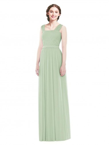Best Sleeveless Chiffon Long Bridesmaid Dress with Shoulder Straps