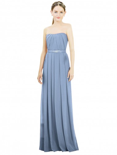 Best V-Pleat Chiffon Full-Length Strapless Bridesmaid Dress