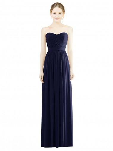 Best Low Back Draped Strapless Chiffon Formal Bridesmaid Dress 