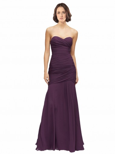 Best Full Length Chiffon Bridesmaid Dress with Sweetheart Neckline and Ruffles