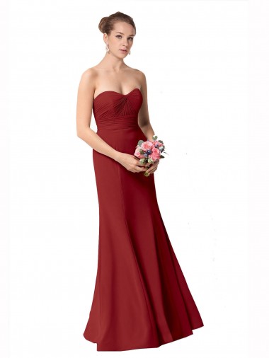 Best Full Length Sweetheart Chiffon Bridesmaid Dress with Ruched Bodice