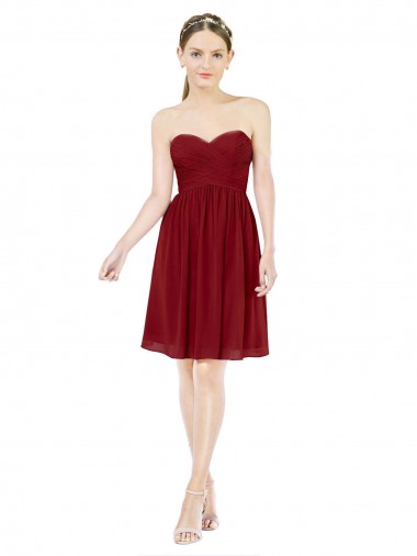 Best Short Sweetheart Knee Length Chiffon Cocktail Bridesmaid Dress with Open Back