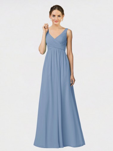Best Long Chiffon Bridesmaid Dress with Sweetheart Neckline and Wide Straps