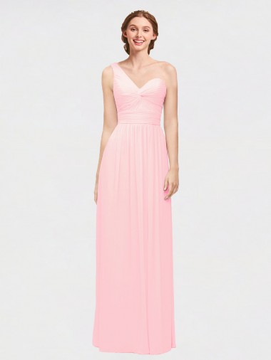 Best One Shoulder Twisted Waist Sweetheart Chiffon Bridesmaid Dress