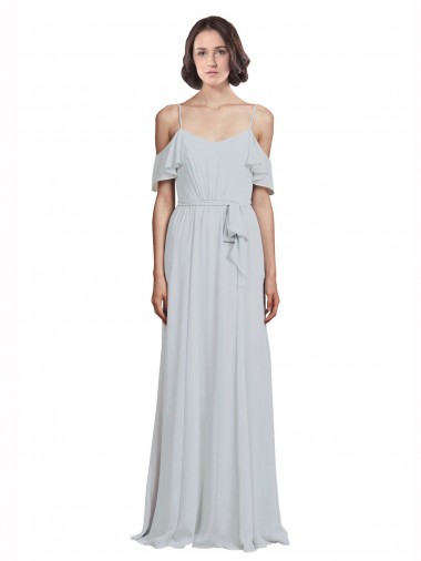 Best Off the Shoulder Spaghetti Strap Long Chiffon Bridesmaids Dress