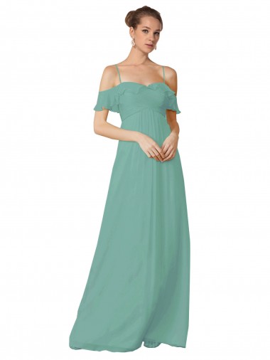 Best Hand-Ruched Chiffon Bridesmaid Dress with Flutter Sleeves
