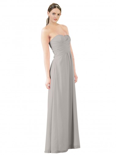 Best Twisted Strapless Sweetheart Neckline Long Chiffon Bridesmaid Dress
