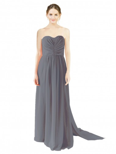 Best Long Chiffon Bridesmaid Dress with Sweetheart Neckline and Flowing Back
