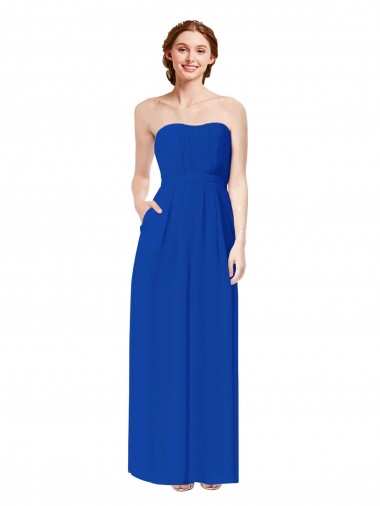 Best Strapless Sweetheart Keyhole Back Long Chiffon Bridesmaid Dress