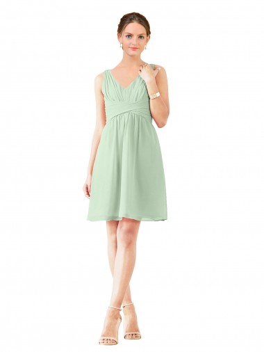 Best v-Neckline Short Knee Length Chiffon Cocktail Bridesmaid Dress