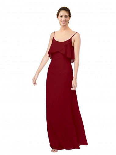 Best Scoop Neck Chiffon Bridesmaid Dress with Spaghetti Straps and Low Back