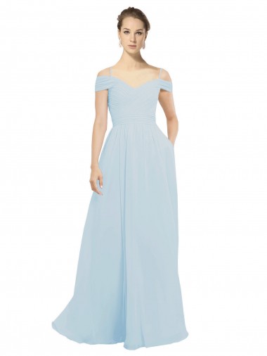 Best Chiffon Bridesmaids Dress with Off the Shoulder Draped Neckline