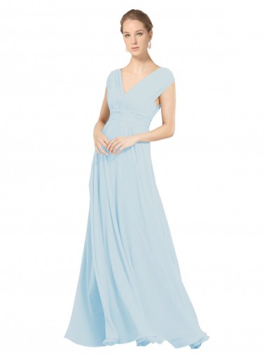 Best Chiffon Bridsmaids Dress with V-Neckline and Tie V Back