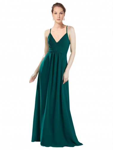 Best Sexy Chiffon Bridesmaid Dress with Deep V-Neckline