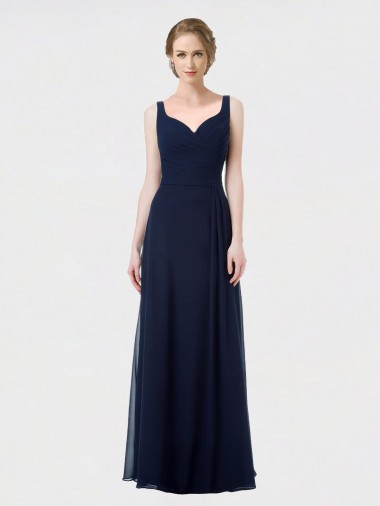 Best Long Chiffon Bridesmaid Dress with Sweetheart Neckline and Shoulder Straps