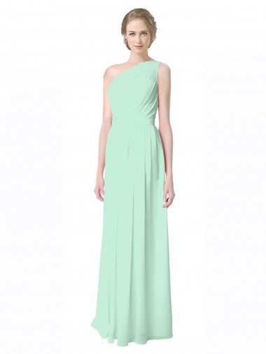 Best One Shoulder Chiffon Bridesmaid Dress with Asymmetrical Ruched Bodice