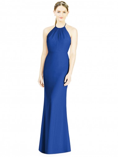 Best Criss Cross Low Back Halter Chiffon Bridesmaid Dress