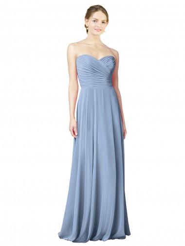 Best Draped Strapless Sweetheart Full Length Chiffon Bridesmaid Dress