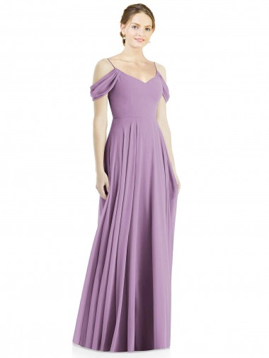 Best Off the Shoulder Open Cowl-Back Maxi Bridesmaid Dress