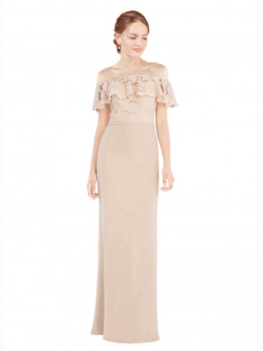 Best Off the Shoulder Sleeves Sheath Chiffon Bridesmaid Dress / Prom Dress