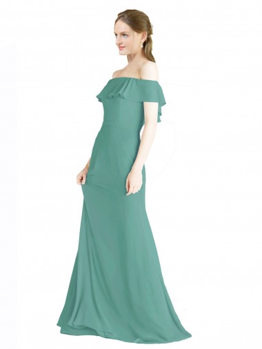 Best Off the Shoulder Bohemian Chiffon Bridesmaid Dress