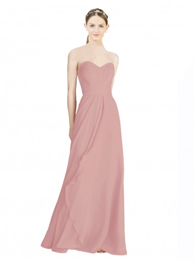 Best Daped A-Line Chiffon Bridesmaid Dress with Pleated Sweetheart Bodice