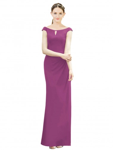 Best Full Length Long Chiffon Bridesmaid Dress with Boat Neck