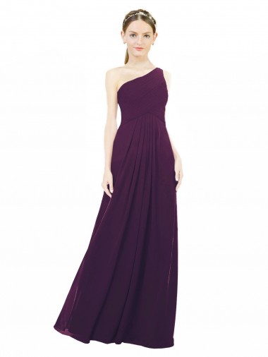 Best One Shoulder Chiffon Bridesmaid Dress with Draped Bodice