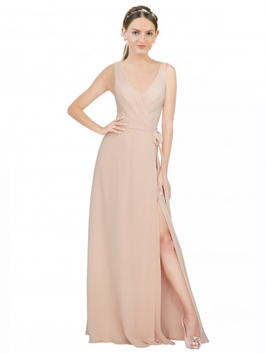 Best Chiffon Bridesmaids Dress with Matching Chiffon Tie Sash