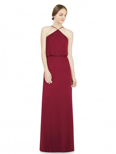 Best Sleek Halter Neck A-Line Chiffon Bridesmaid Dress