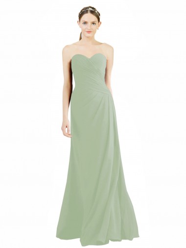 Best Sweetheart Neckline Draped Floor Length Chiffon Bridesmaid Dress