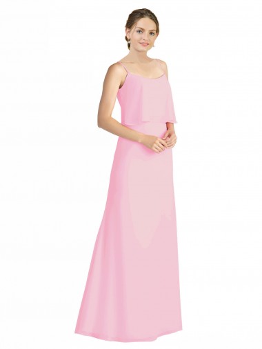 Best Spaghetti Straps A-Line Chiffon Bridesmaid Dress Low Back