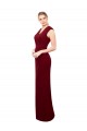 Cap Sleeves Chiffon Bridesmaid Dress / Prom Dress with Pleated V-Neck Bodice