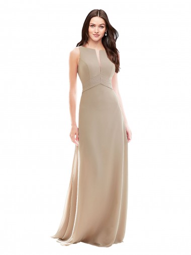 Best Elegant Bridesmaid with High Neckline and Illusion V-Neck