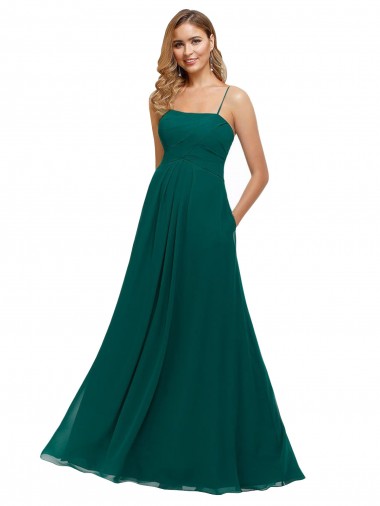 Best Chiffon Bridesmaid Dress with Pleated Bodice and Straps