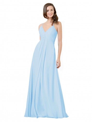 Best Long V-Neck Chiffon Bridesmaid Dress with Keyhole Back