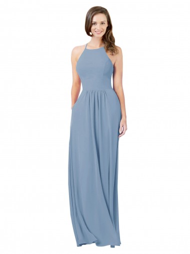 Best Chiffon Bridesmaid Dress with High Halter Neckline