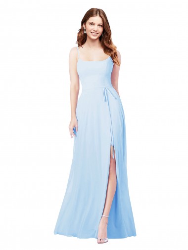 Best Chiffon Bridesmaid Dress with Tie Sash and Side Slit