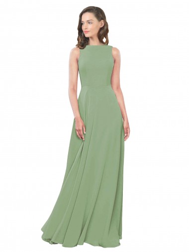 Best High Neck Chiffon Bridesmaids Dress with Low Cowl Back