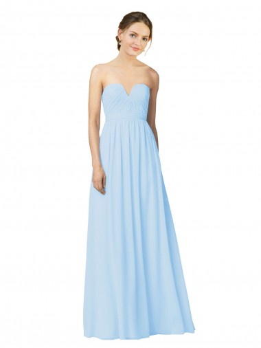 Best Full Length Chiffon Bridesmaid Dress with Deep Sweetheat and Shirred Bodice
